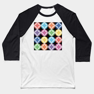 Rainbow/White Circles Baseball T-Shirt